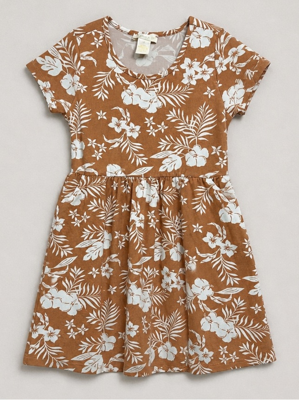 Emma & Elsa Girls' Floral Pocket Dress in Rust Orange size 7